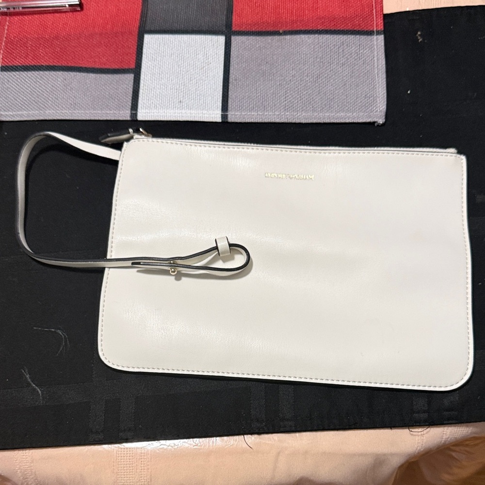 Giorgio Armani White Leather Wristlet Clutch